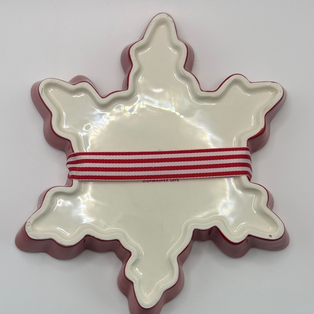 Hallmark Snowflake Dish with Red and White Accents - Picture 3 of 3